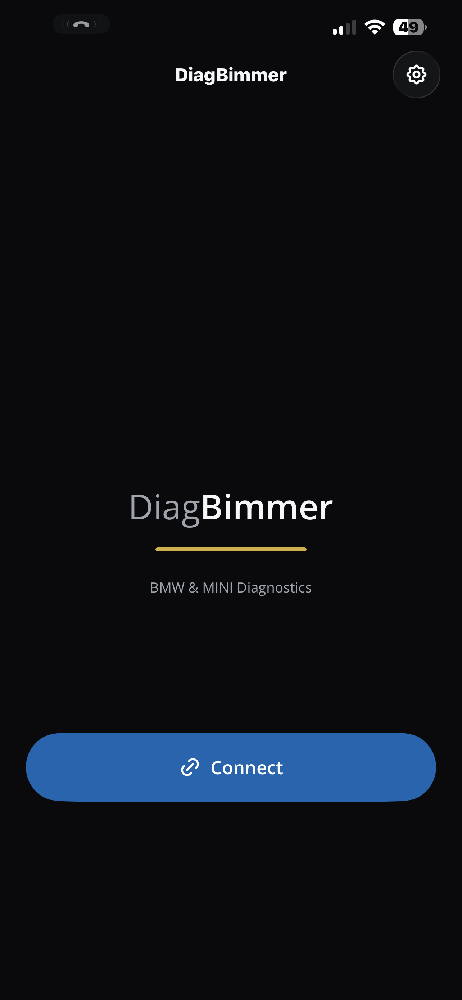 DiagBimmer OBD2 Bağlantı ve Araç Seçim Ekranı